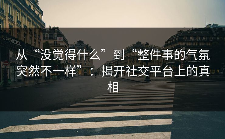 从“没觉得什么”到“整件事的气氛突然不一样”：揭开社交平台上的真相