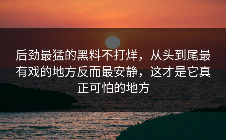 后劲最猛的黑料不打烊，从头到尾最有戏的地方反而最安静，这才是它真正可怕的地方