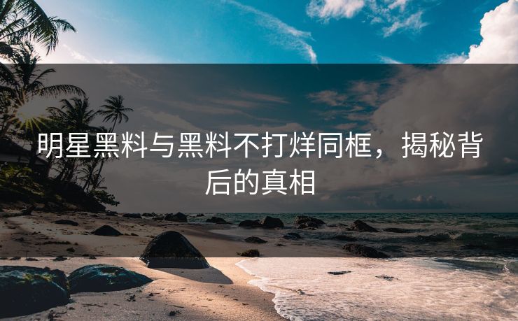 明星黑料与黑料不打烊同框，揭秘背后的真相